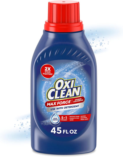 45 fl oz liquid stain-removing additive dosed via one capful per load