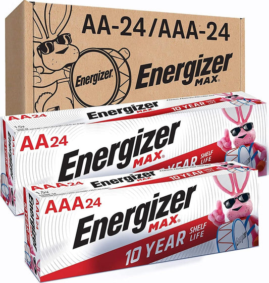 48-count combo: 24 aa + 24 aaa energizer max alkaline batteries