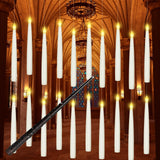 Boribim 20PCS Magic Wand Taper Candles – Flameless Ceiling Decor for Kids Bedroom, Wizard Birthday Party, and Halloween Window Display