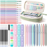 Four Candies Cute Pencil Case Stationery Set – Thoughtful Birthday Gift for Women, College Student Back to School Bundle with Gel Pens and Highlighters