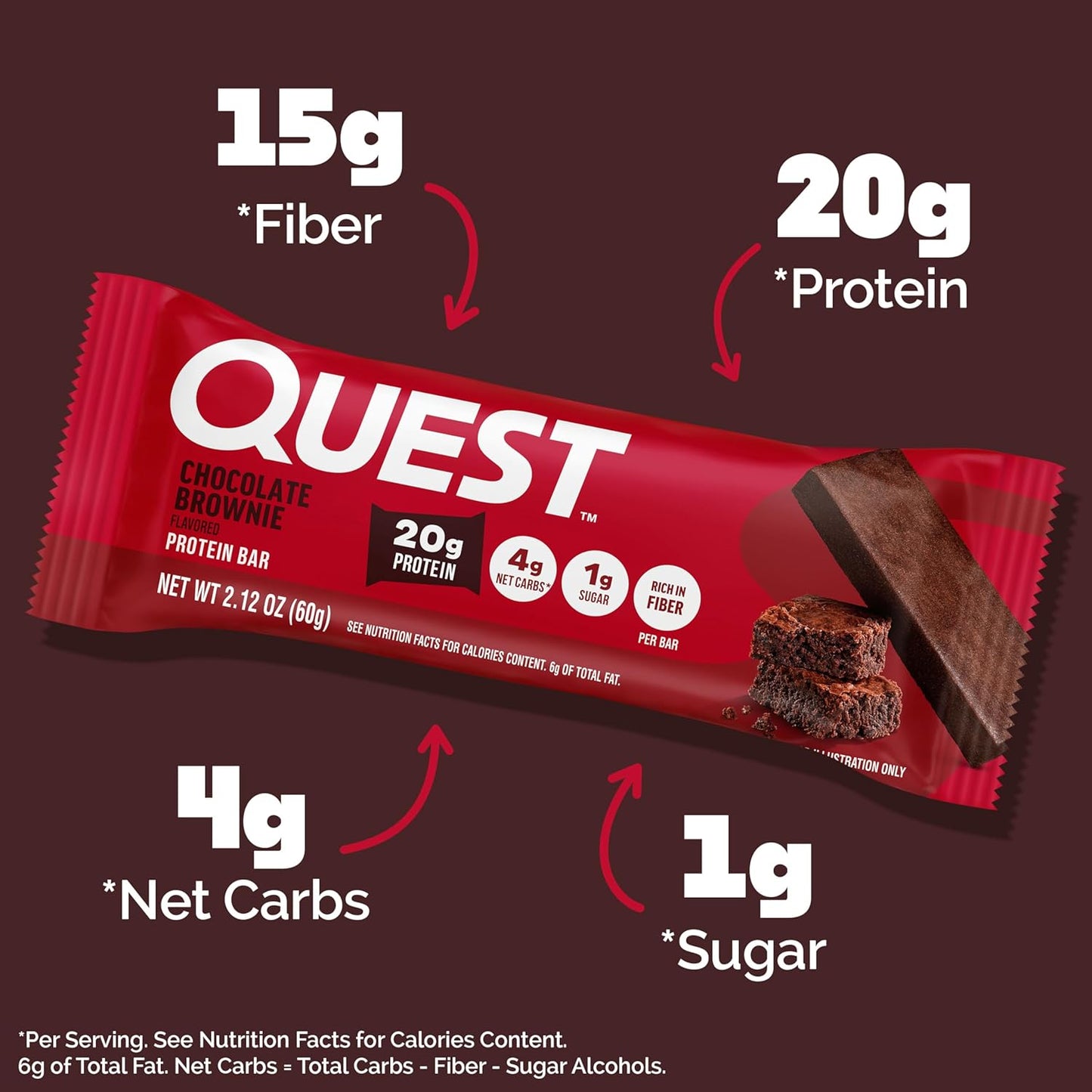 4g of net carbs per bar (total carbs minus fiber minus sugar alcohols)