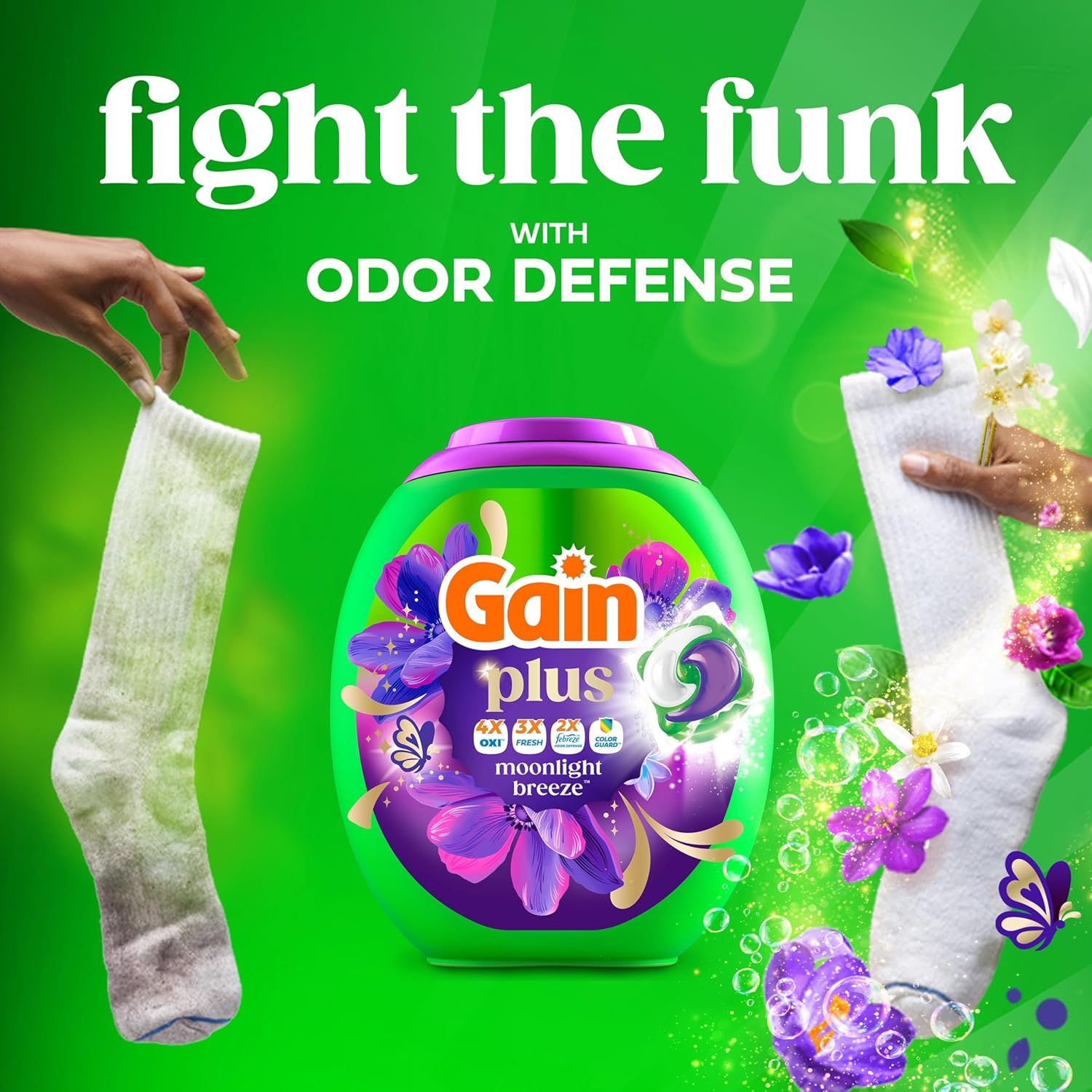4x oxi cleaning boosters and 2x febreze odor defense versus gain original liquid