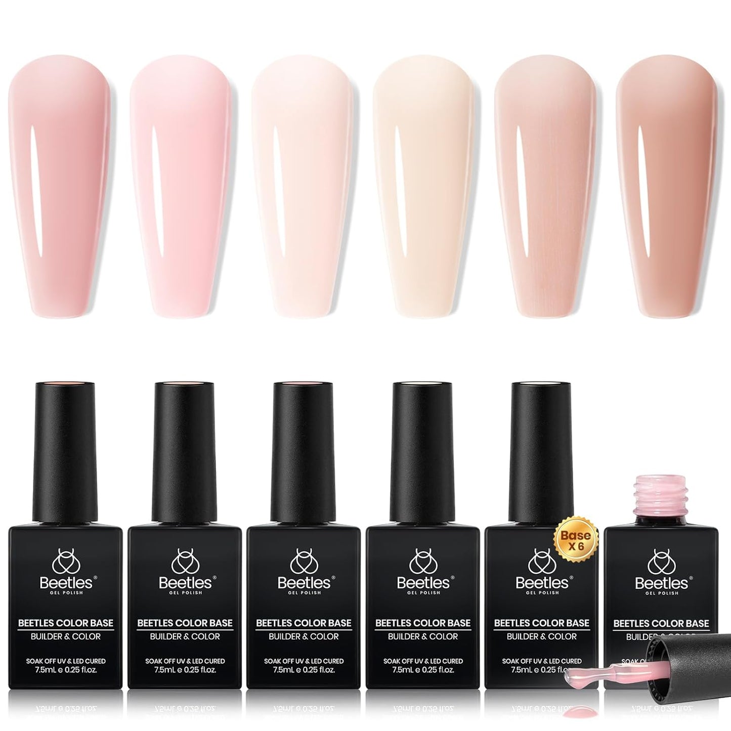 5-in-1 rubber base gel combining color, base coat, and nail strengthener in a single bottle