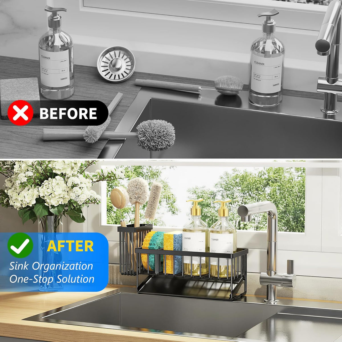 5 lb maximum weight capacity supporting full-size soap dispensers and bottles