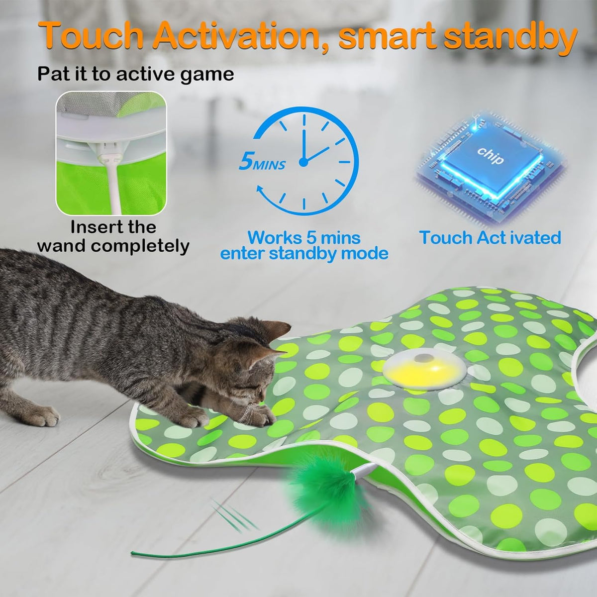 5-minute auto shutoff with touch-to-reactivate sleep mode