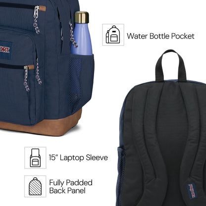 5 total pockets including side water bottle pocket, pleated front stash pocket, and three front zippered utility pockets
