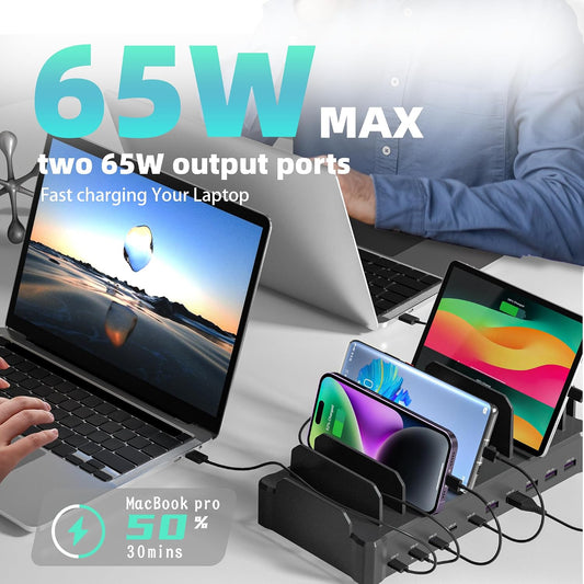 5 usb-c ports with gan fast-charging technology