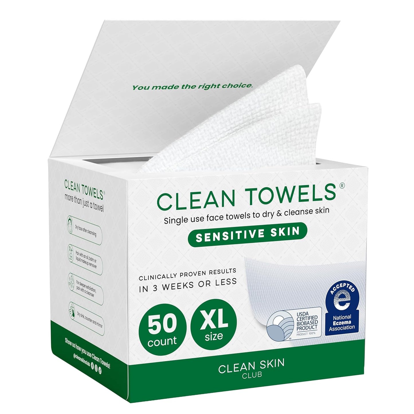 50-count pack of single-use disposable dry facial towels