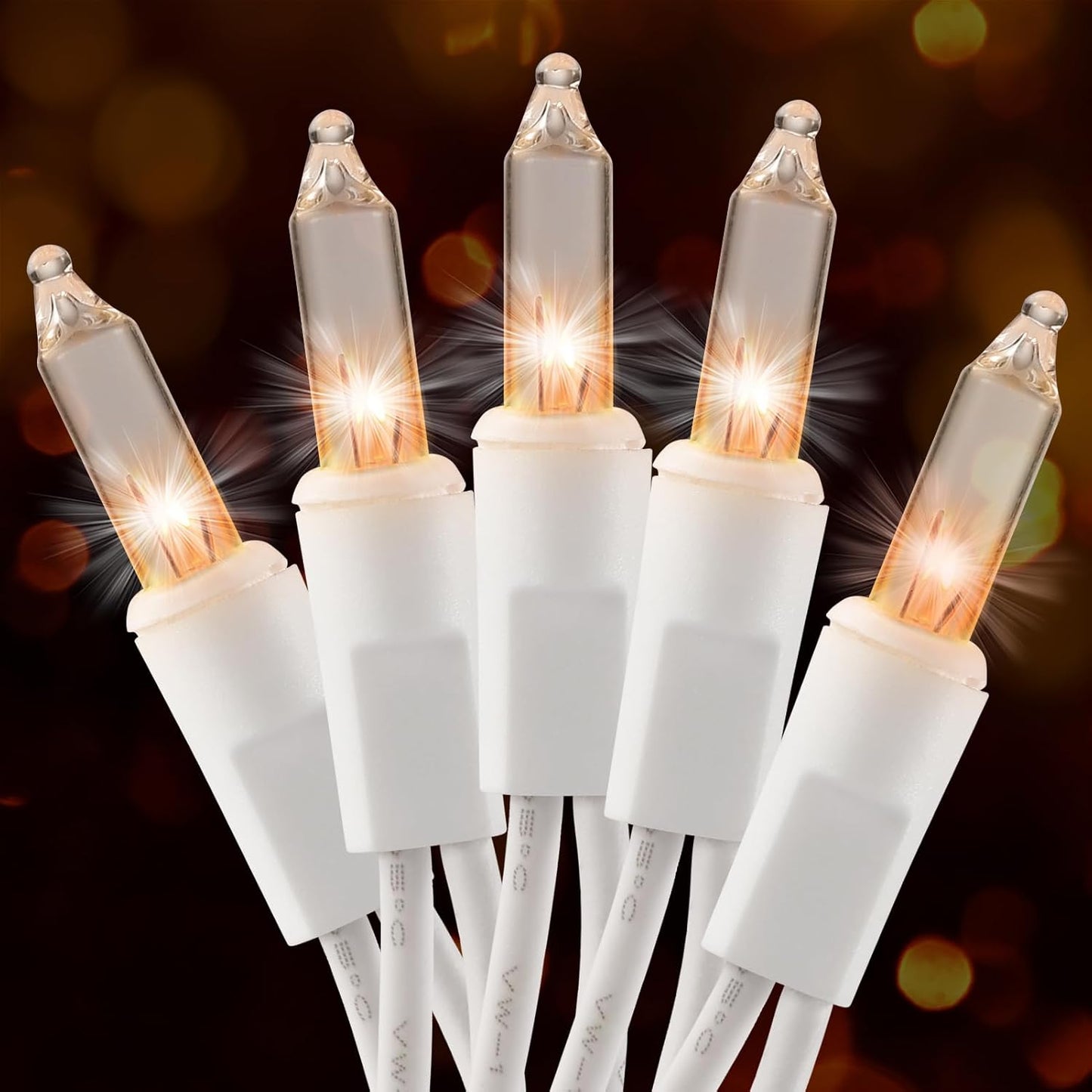 50 incandescent mini bulbs on a 13ft white-wire string