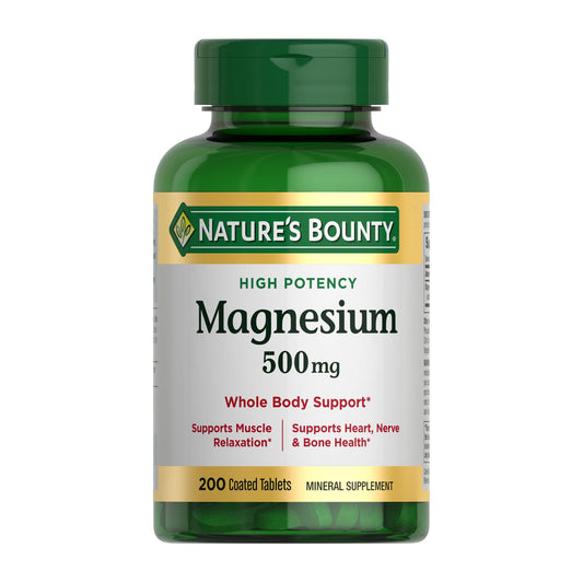 500 mg magnesium per tablet providing 119% of recommended daily intake
