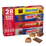 Assorted Butterfinger, CRUNCH, Baby Ruth, 100 Grand Candy Bars – Office Break Room and Conference Room Snack Station Stock, 28 Count, 48 Oz
