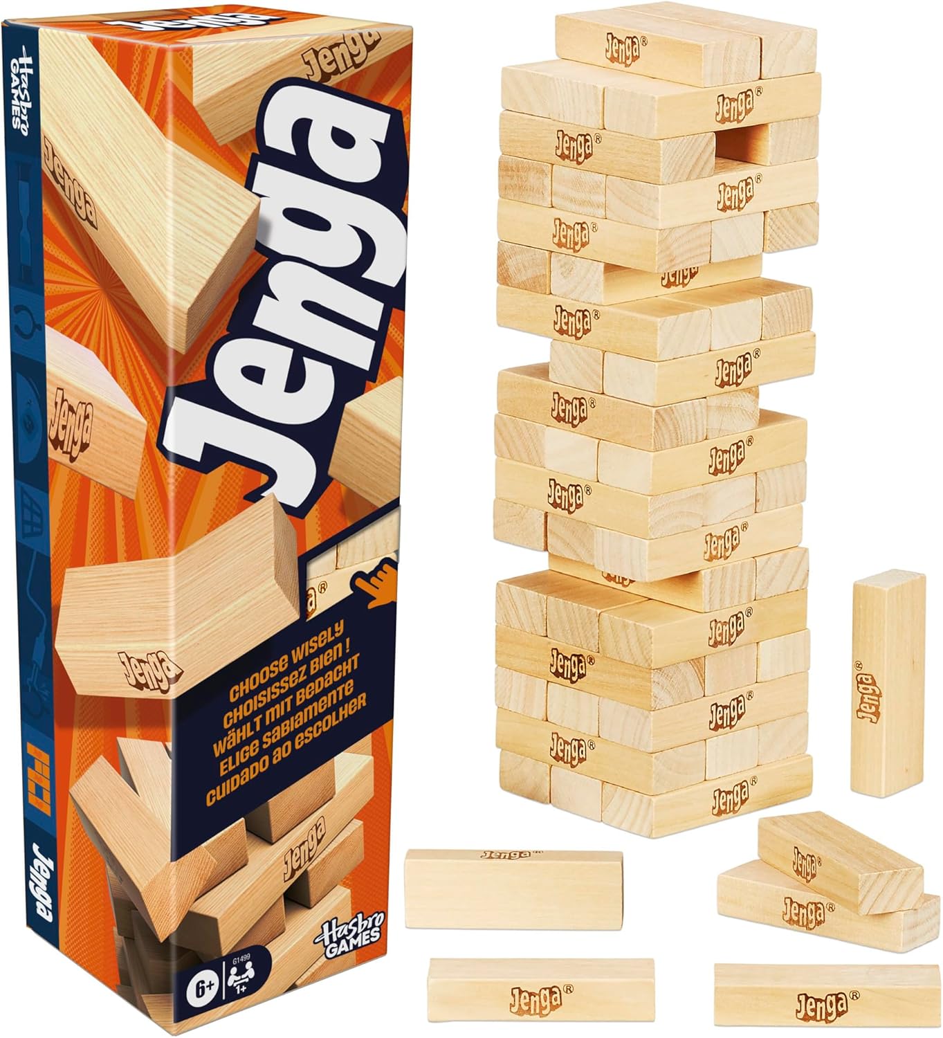 54 precision-crafted hardwood jenga blocks