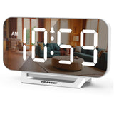 Peakeep Slim Mirror Alarm Clock – Aesthetic Bedroom Decor Piece with Dimmable LED Glow for Cozy Nights