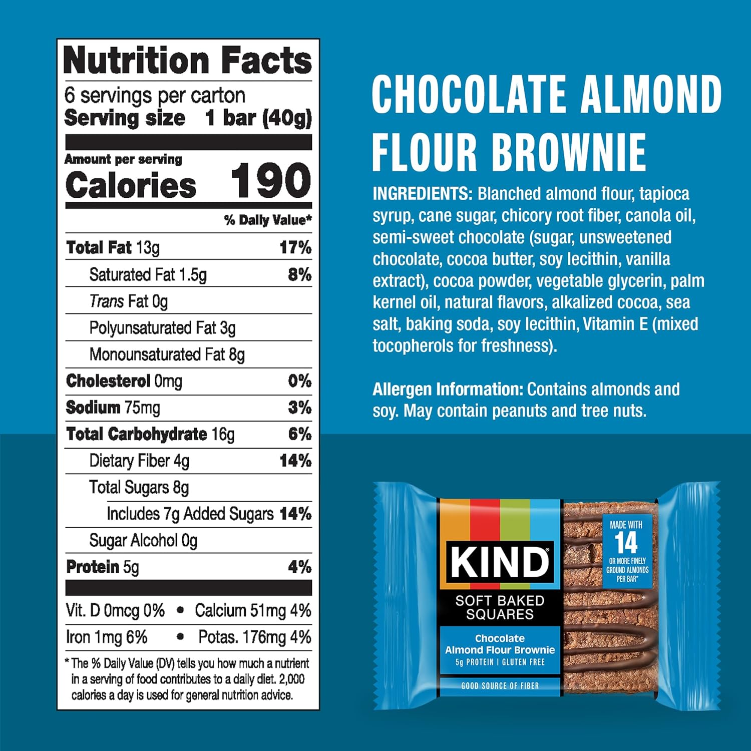 5g protein, 8g sugar, and 13g fat per serving with no sugar alcohols