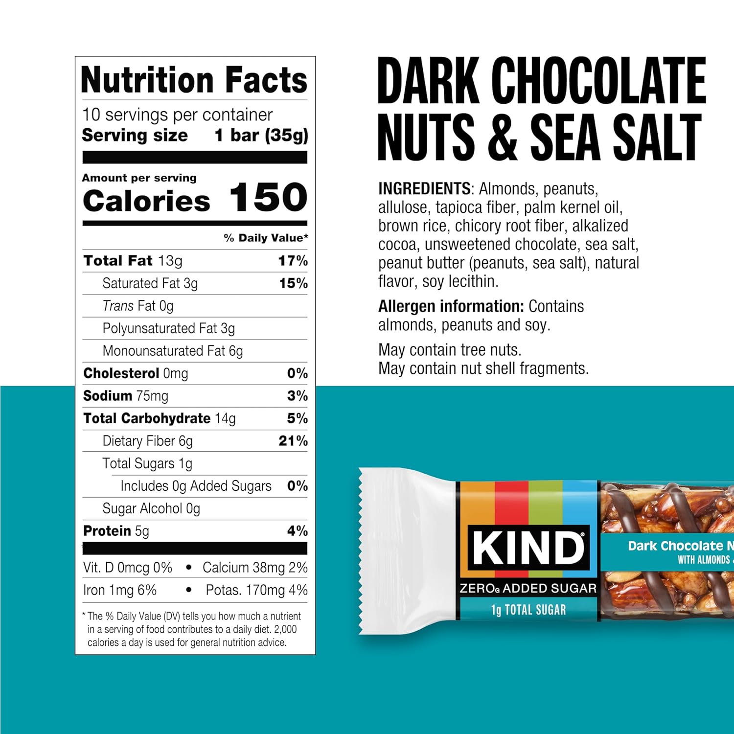 5g protein per bar from almond and peanut base