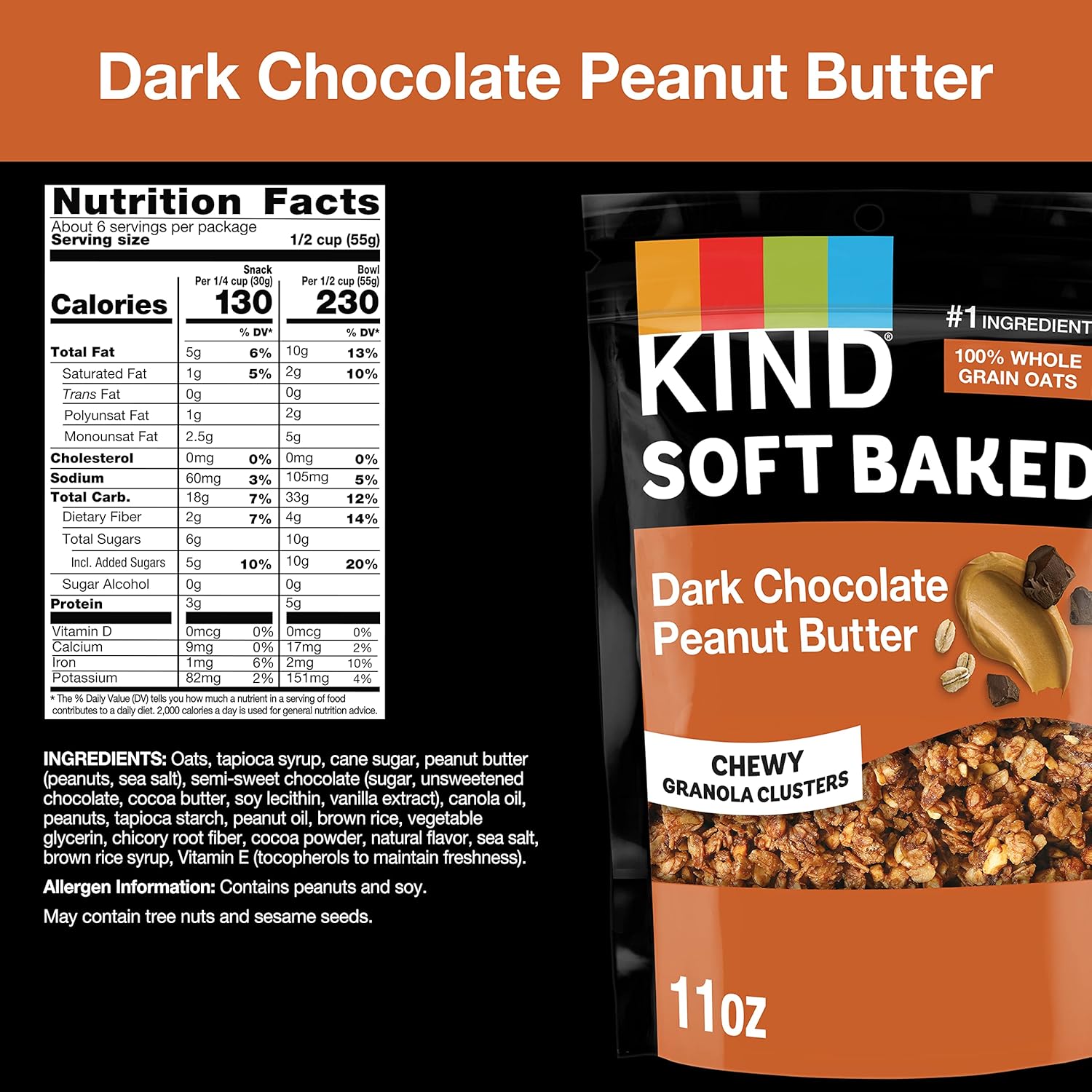 5g protein per serving from whole grains and peanuts