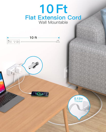 6 ac outlets plus 2 usb-a and 2 usb-c ports (10 total charging points)
