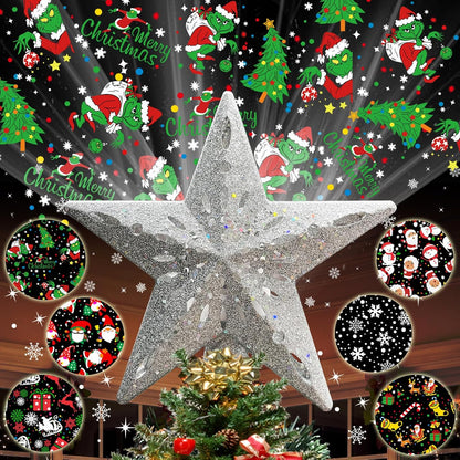 6 interchangeable projection pattern cards (elf, santa, gnome, reindeer, stocking, snowflake)