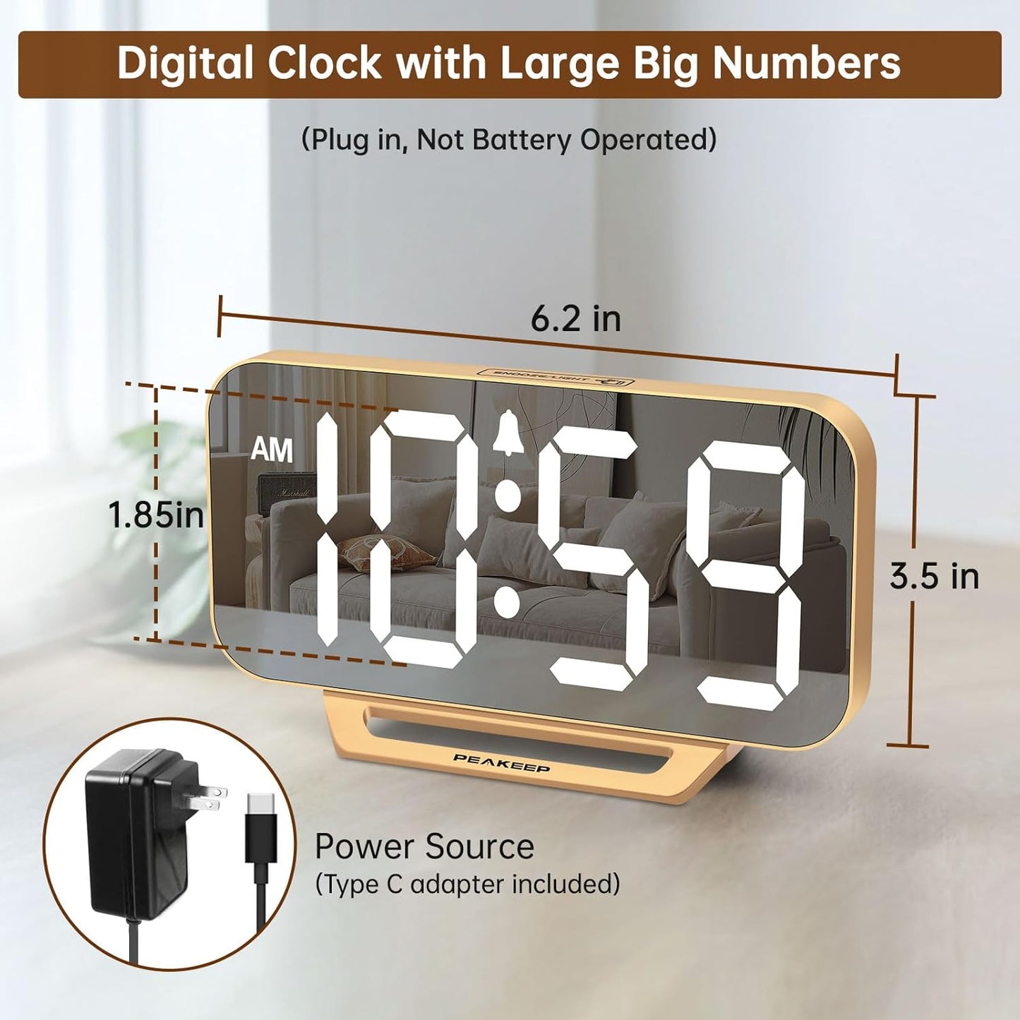 6-level adjustable brightness dimmer for day and night visibility