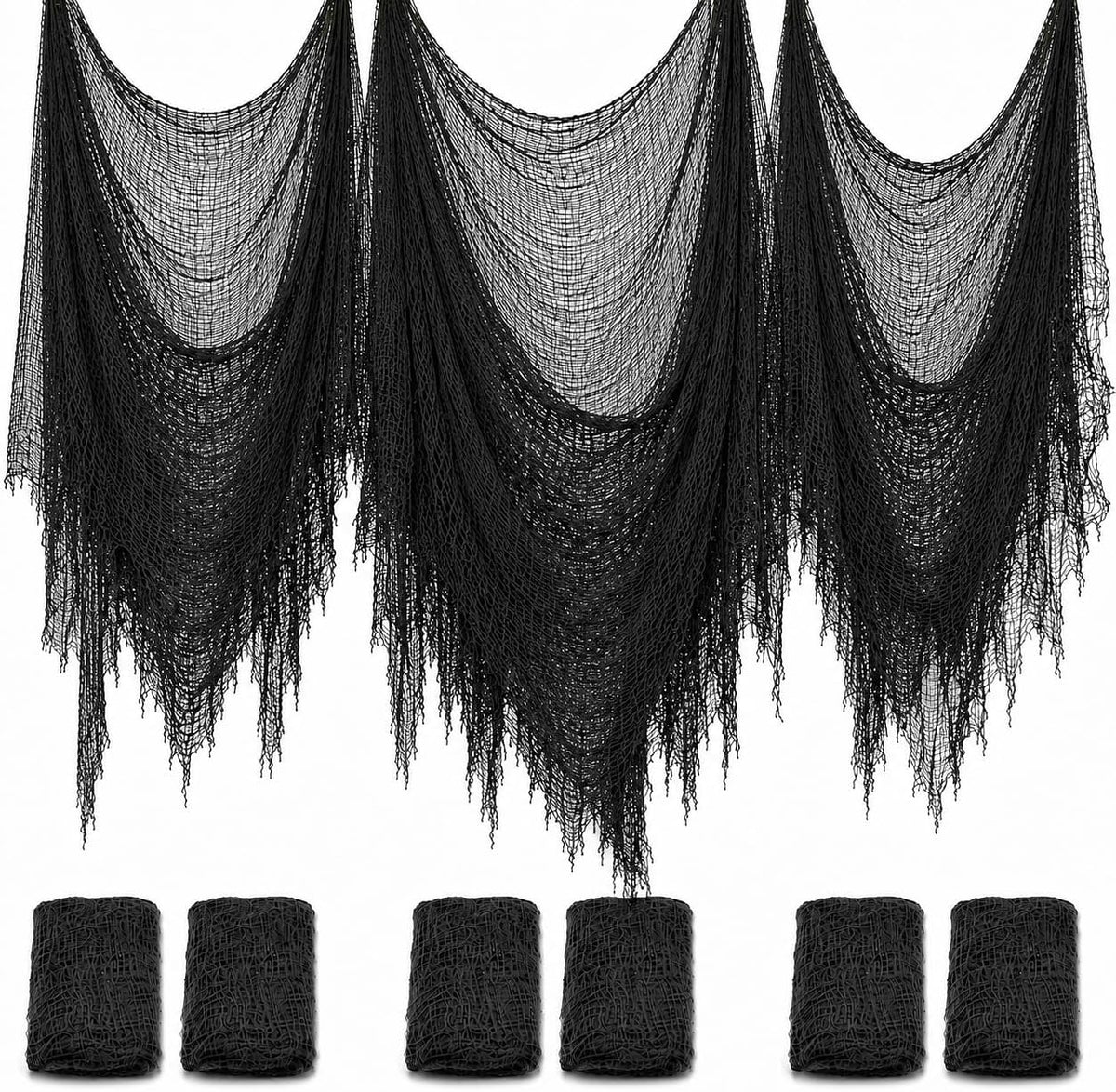 6-pack of 30x72 inch stretchy cotton gauze cloths in black