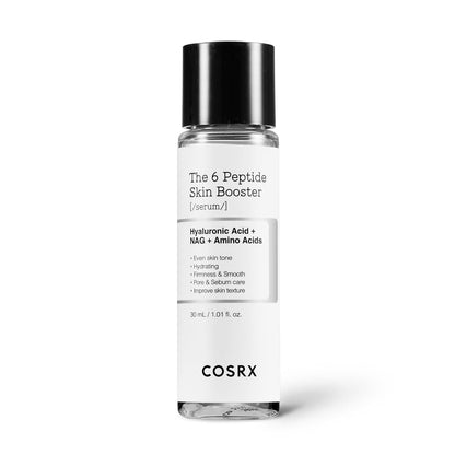 6-peptide complex targeting elasticity, pores, fine lines, and hyperpigmentation