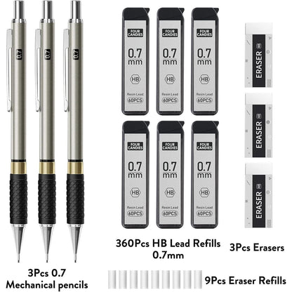 6-piece metal mechanical pencil body with retractable mechanism