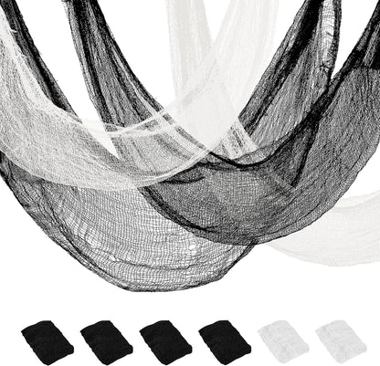 6-piece pack with mixed black and white gauze cloths (4 black + 2 white in base variant)