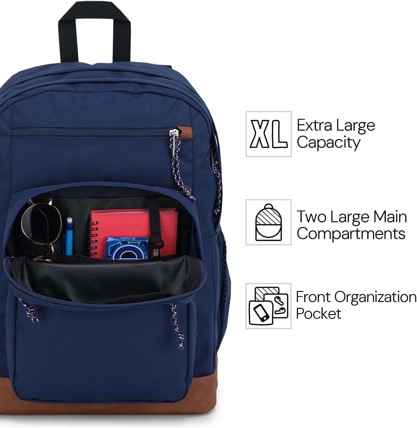 600 denier polyester shell with synthetic leather bottom and trims, backed by a lifetime warranty