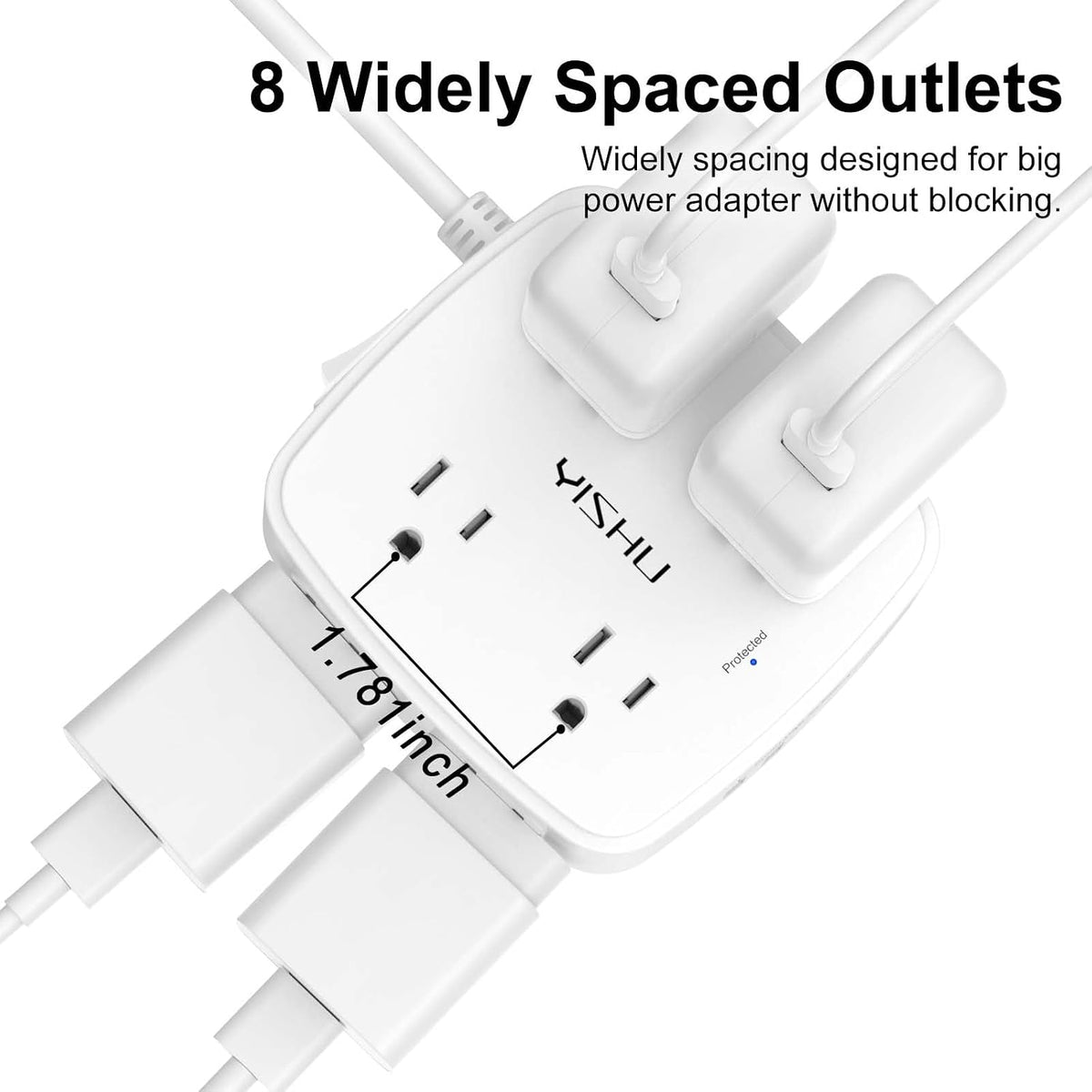 600 joules surge protection with overload, short-circuit, over-current, over-voltage, and overheating safeguards