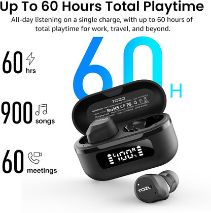 60h total / 40h anc-on battery life with led display case