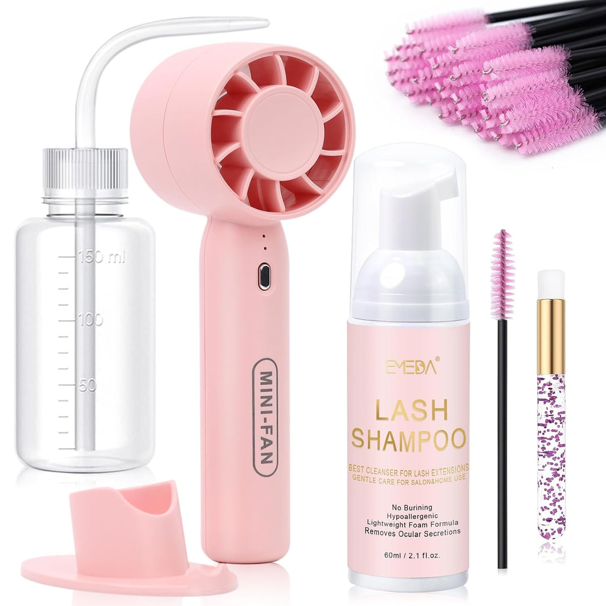 60ml rose-scented lash shampoo in gentle mousse form