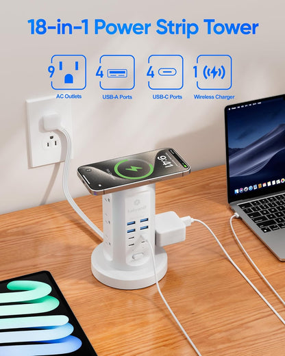 6ft retractable flat extension cord with rotating base