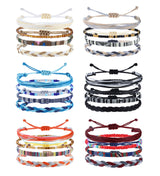 WATERPROOF JEWELRY Surfer Anklet Bracelet Bulk 24 Set – Ready-to-Give Valentines Day Gift for Her, Colorful Handmade Beach Jewelry