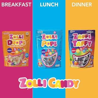 7 flavor and size variants including assorted fruit, natural fruit, peppermint, and strawberry banana