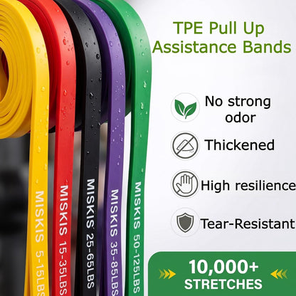 7-piece set includes 5 bands, 1 door anchor, and 1 carry bag