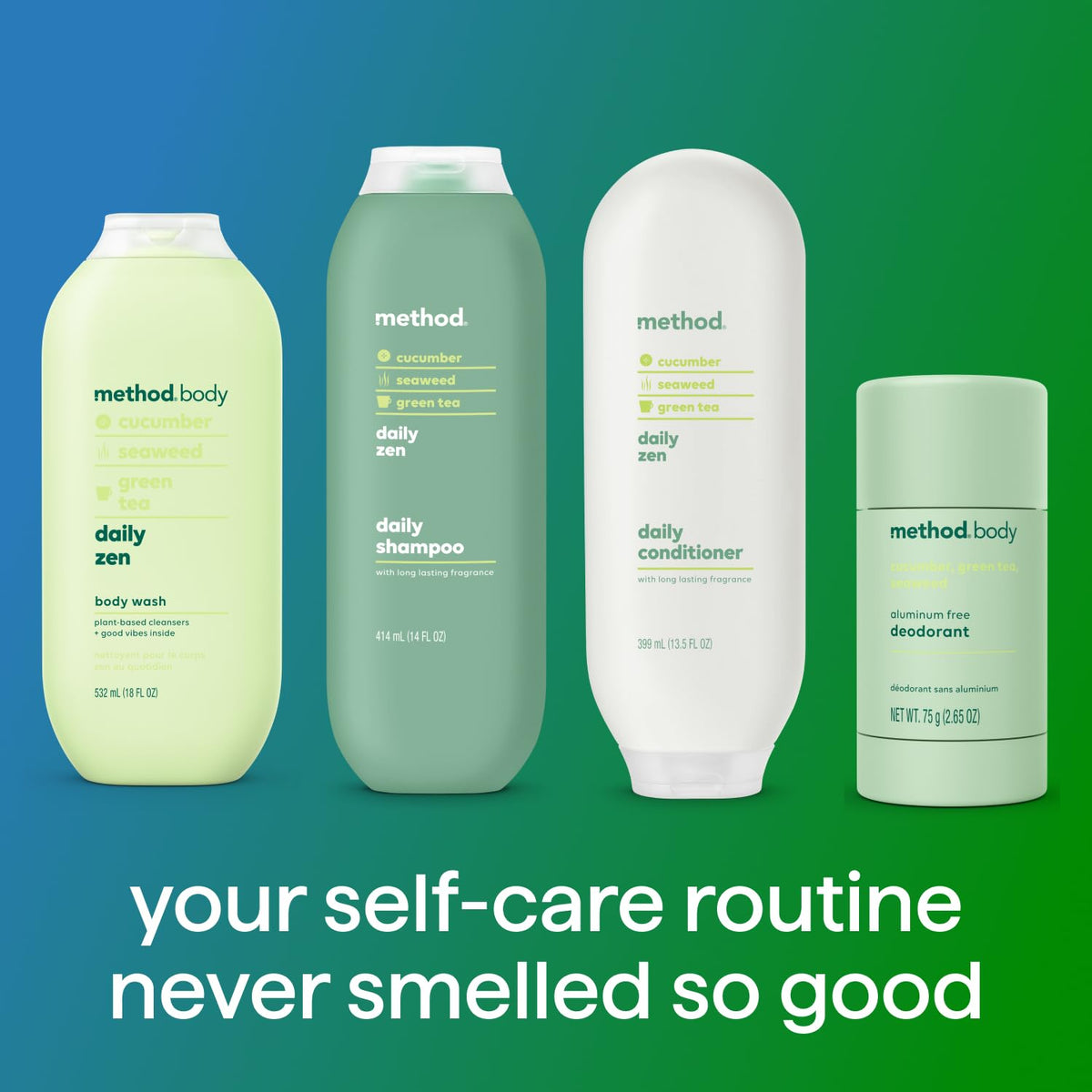 7 scent variations (pure peace, daily zen, simply nourish, mindful matcha, island mist, serene escape, coco twist) across 13.5 fl oz and 14 fl oz sizes