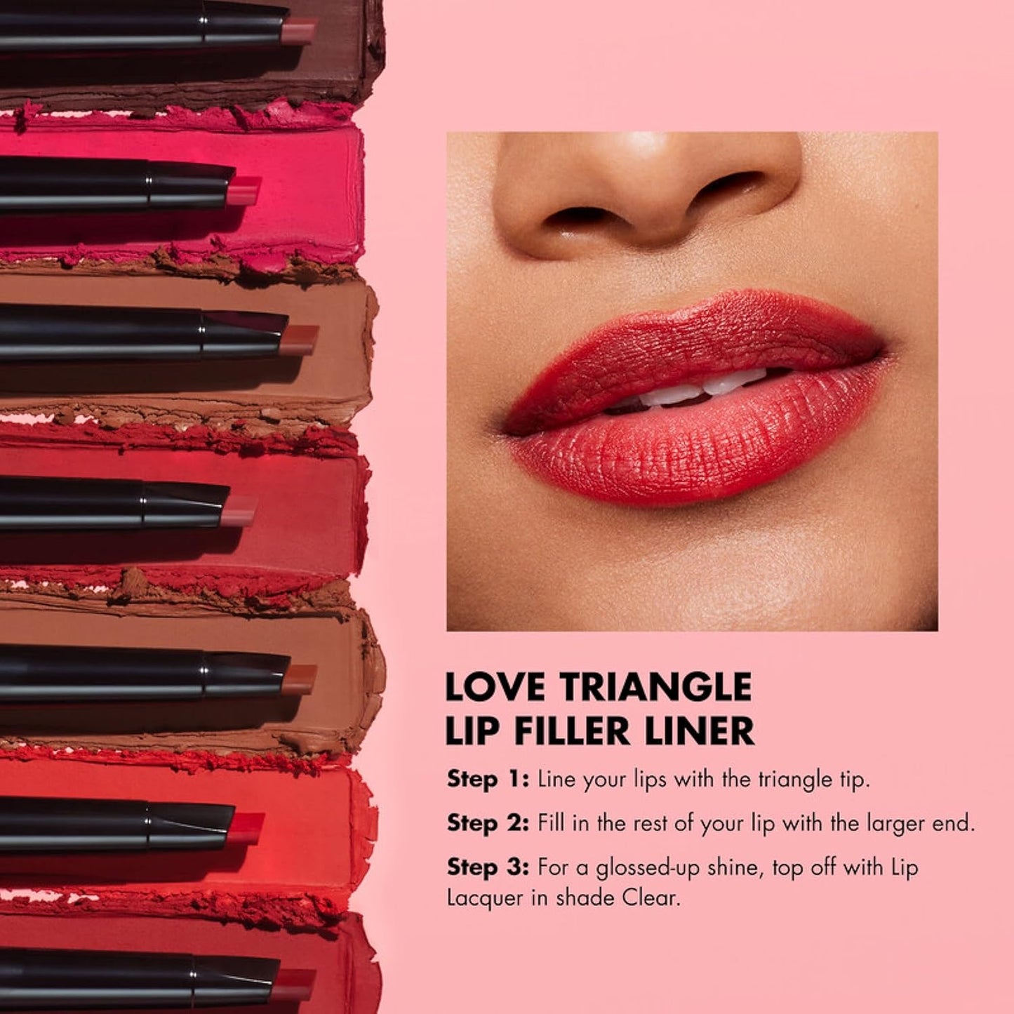 7-shade color range (plum, light brown, deep brown, hot pink, mauve, red, soft pink)