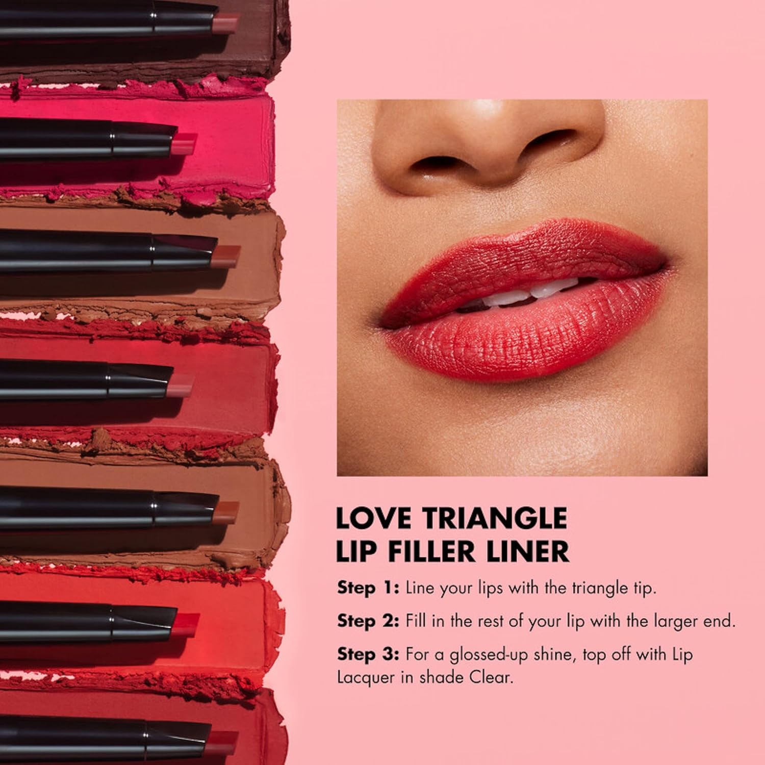 7-shade color range (plum, light brown, deep brown, hot pink, mauve, red, soft pink)