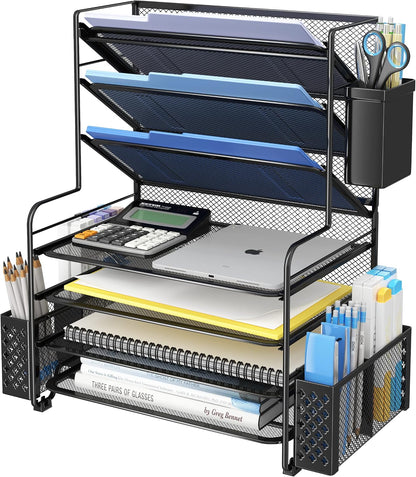 7-tier tiered shelf design for letter-sized paper, documents, and books