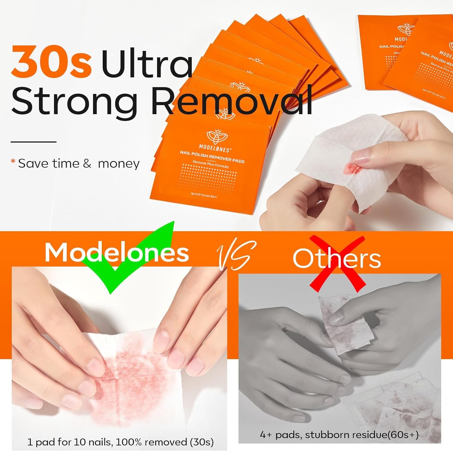 7x7cm extra-large pad size covering all 10 nails with 1-2 wipes