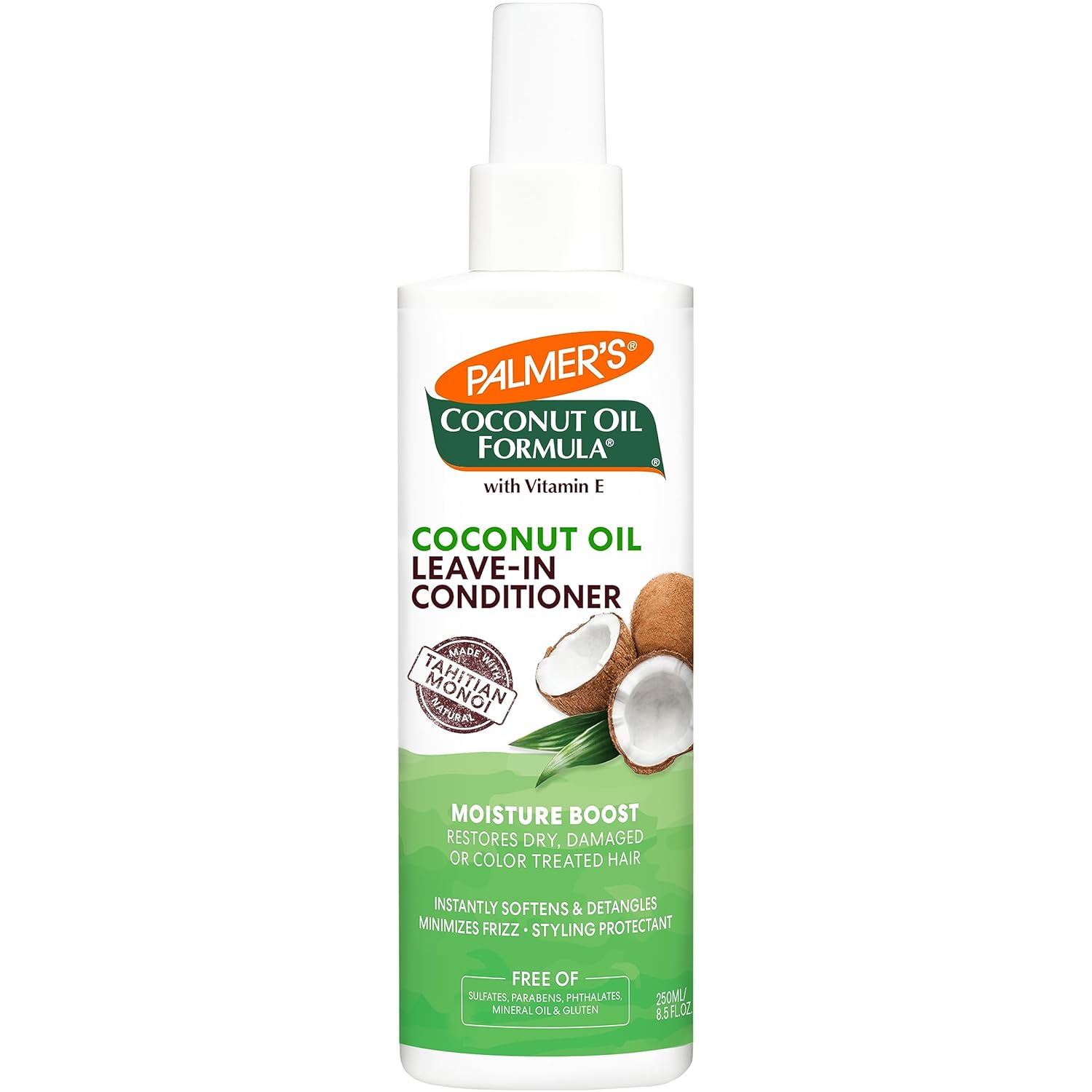 8.5 ounce spray bottle with leave-in liquid formula for direct application
