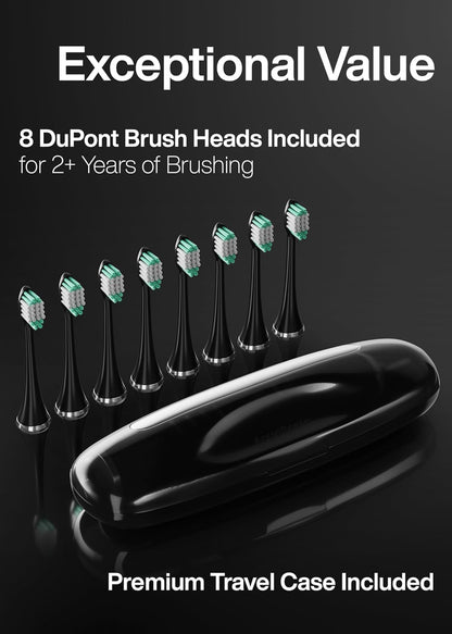 8 dupont-engineered brush heads each lasting 3-4 months