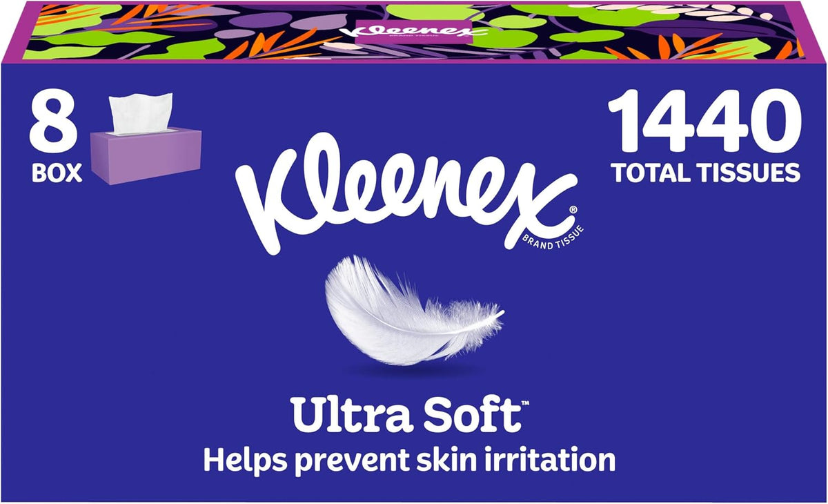 8 flat boxes with 180 3-ply tissues each (1,440 tissues total)