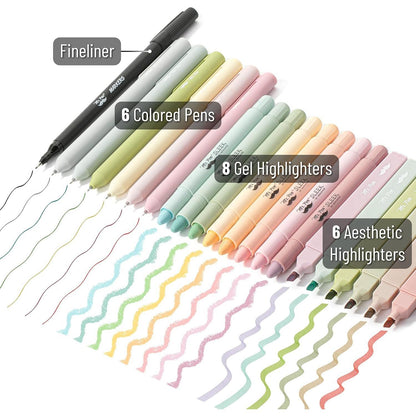 8 gel highlighters plus 6 classic highlighters in assorted colors