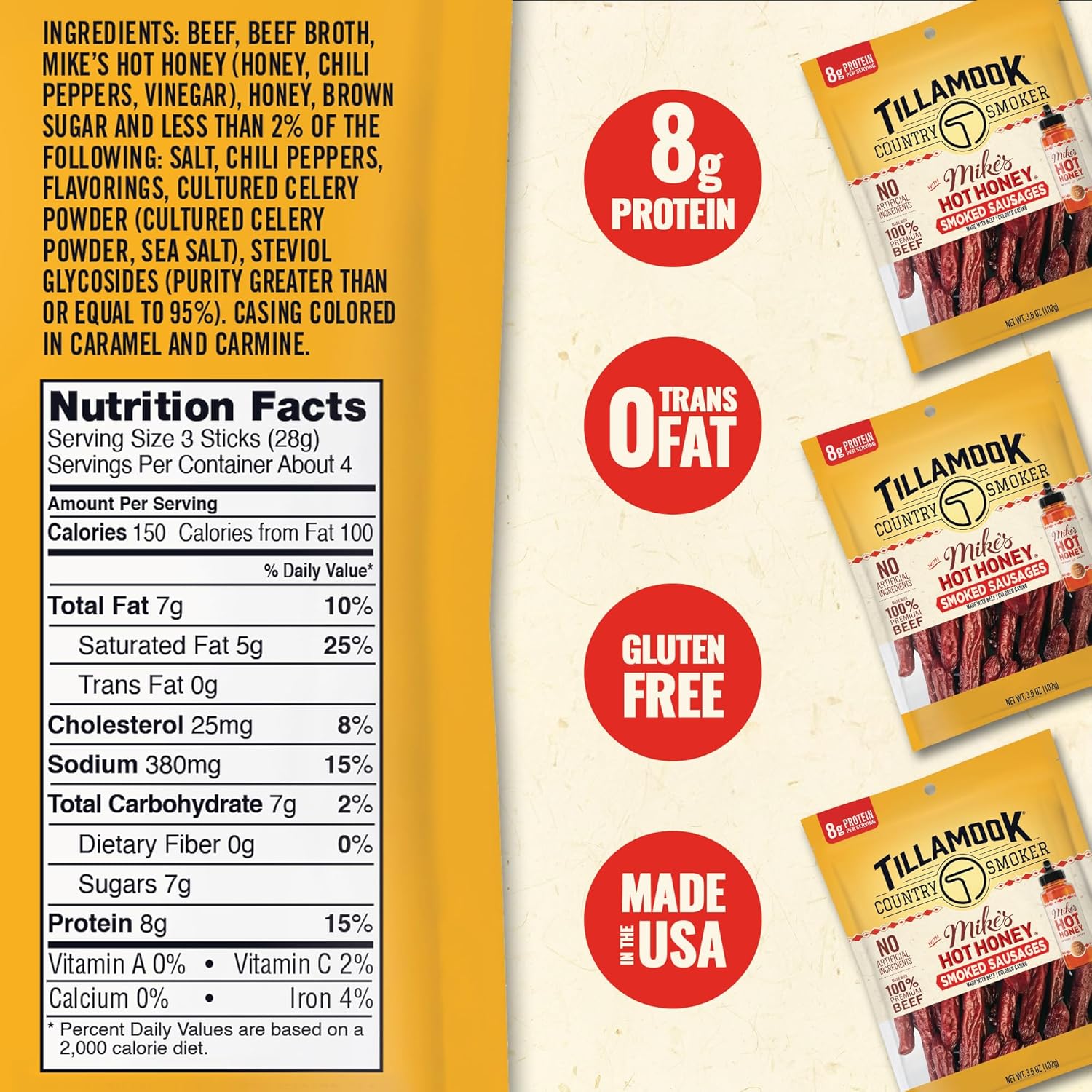 8 grams of protein per serving in a low-carb, ready-to-eat format