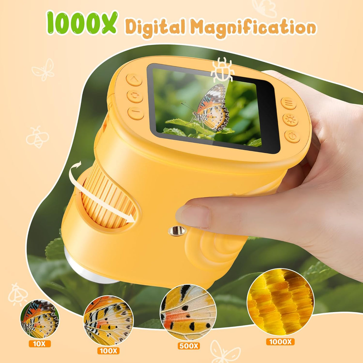 8 led illumination system with 3 brightness modes (off/medium/high) and glare diffuser