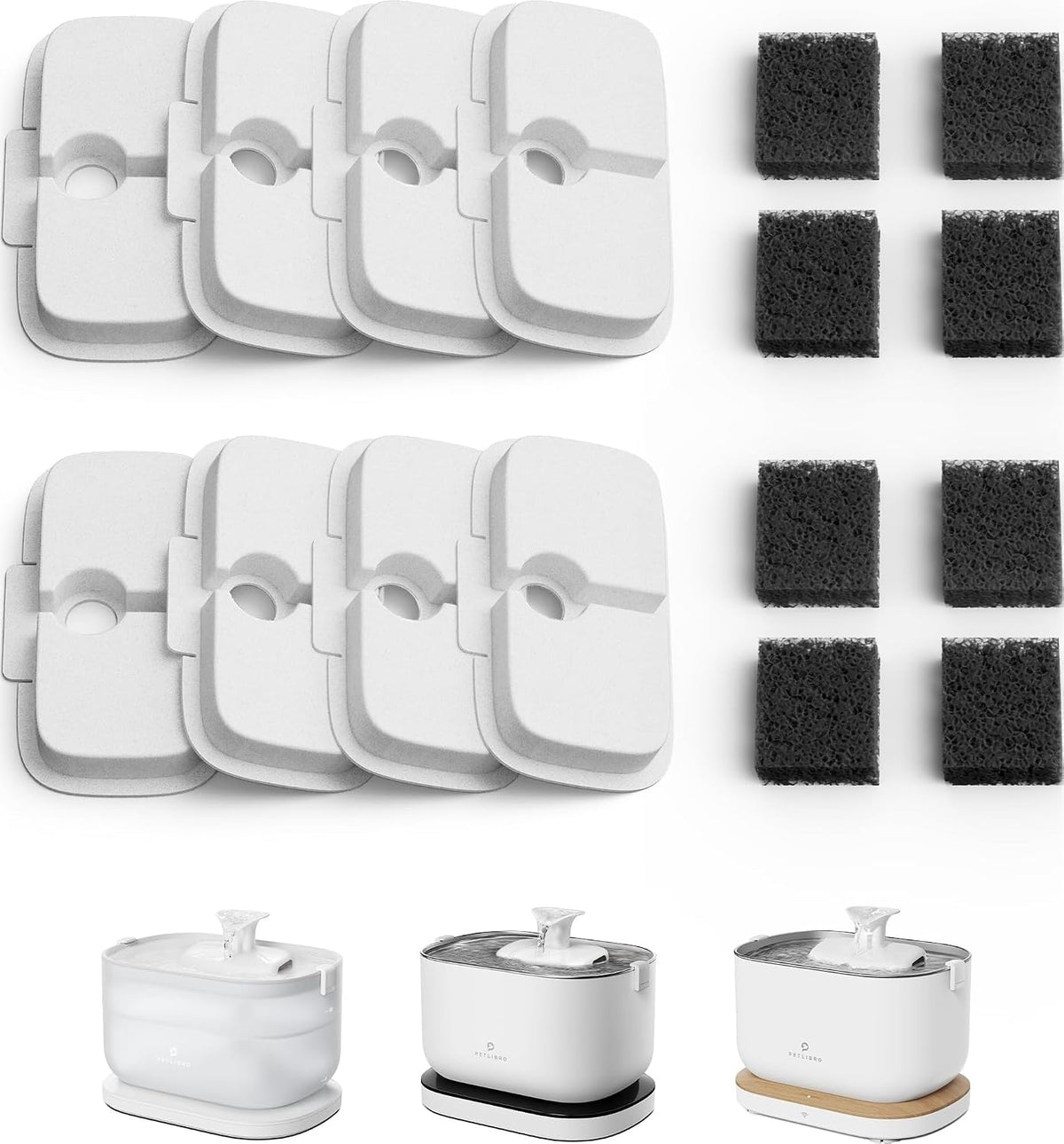 8 multi-layer replacement filters + 8 pump pre-filter sponges in one box