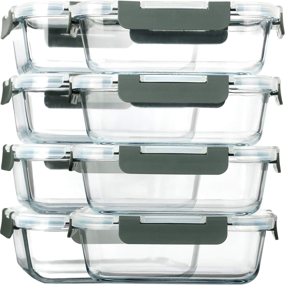 8-pack of 30 oz rectangular borosilicate glass containers (7.8 x 5.7 x 2.5 in)