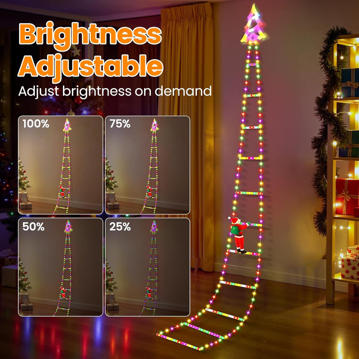 8 selectable lighting modes including steady on, chasing, and slow fade