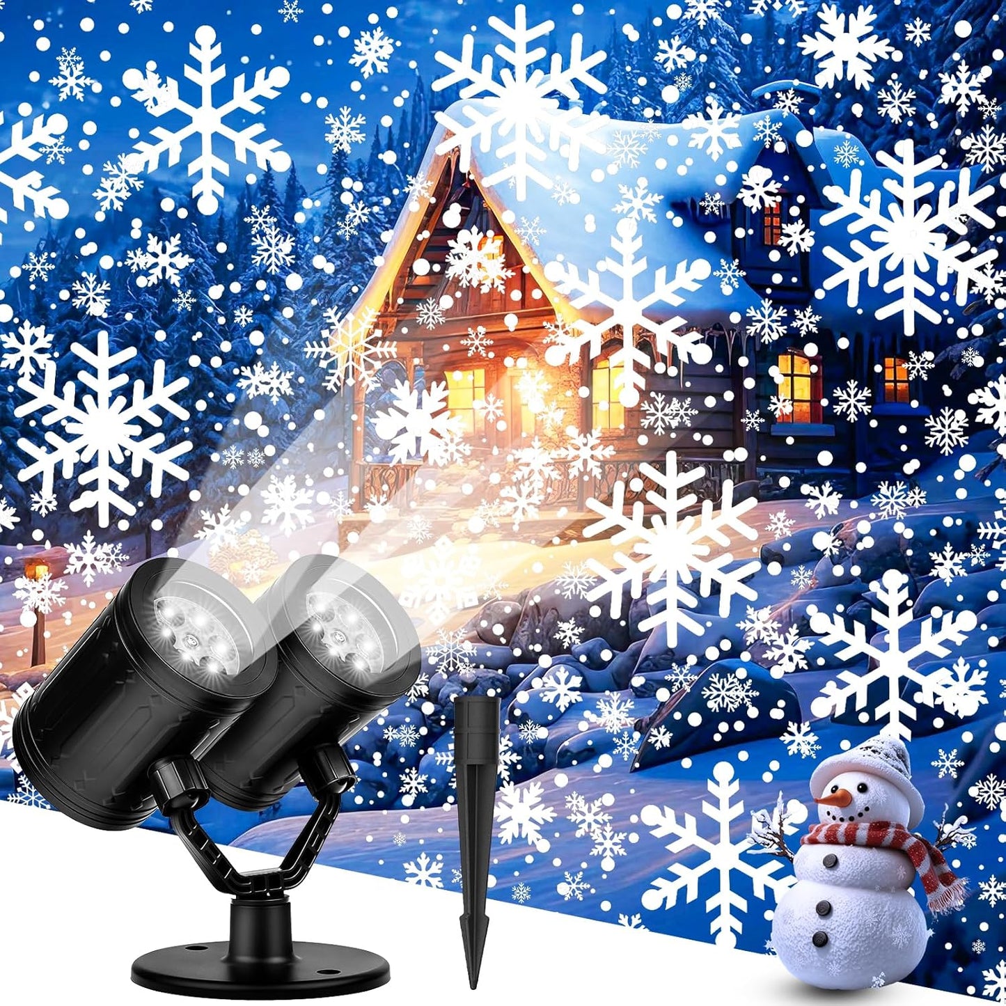 8 upgraded led beads driving 4 dynamic rotating snowflake patterns